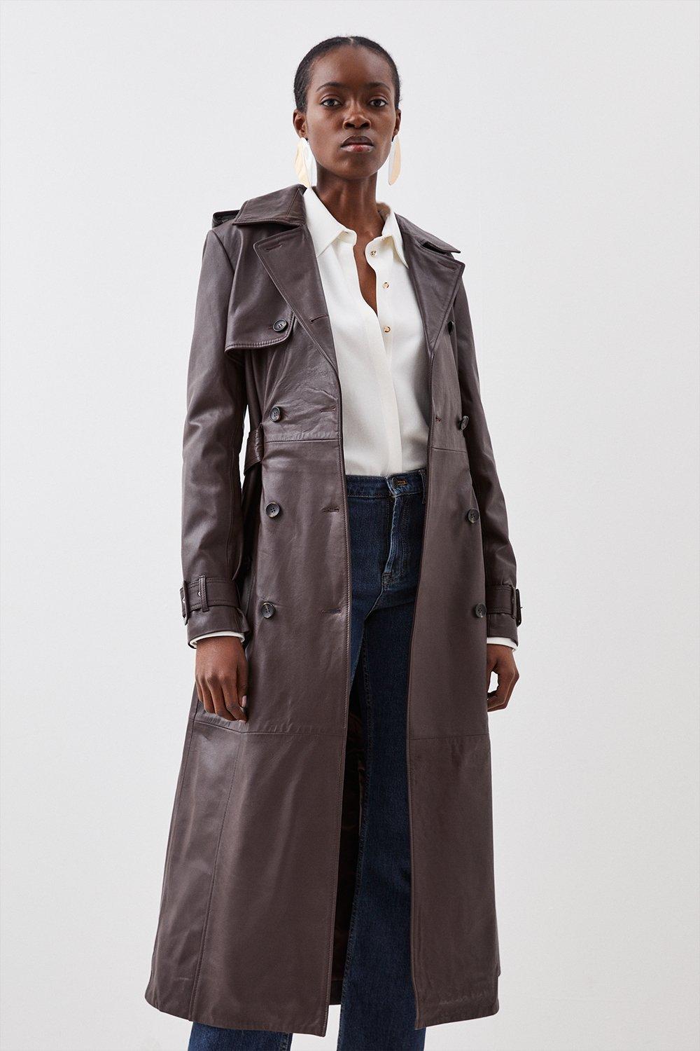 Tall Leather Trench Belted Mac Midi Coat | Karen Millen