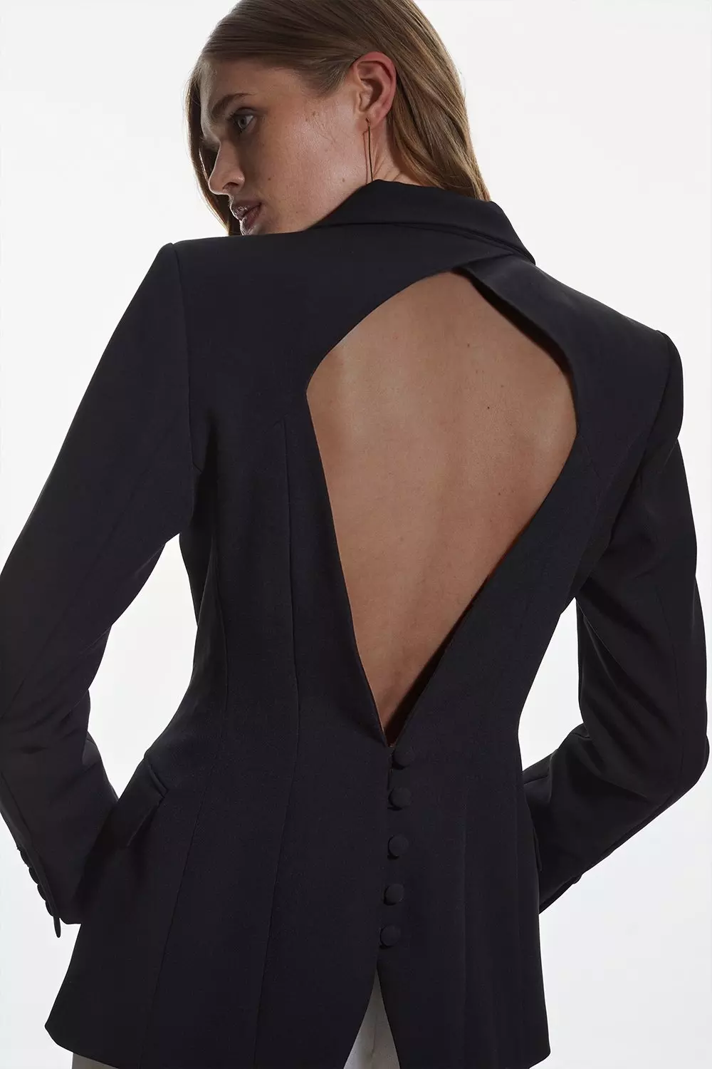 Compact Stretch Open Back Blazer Karen Millen