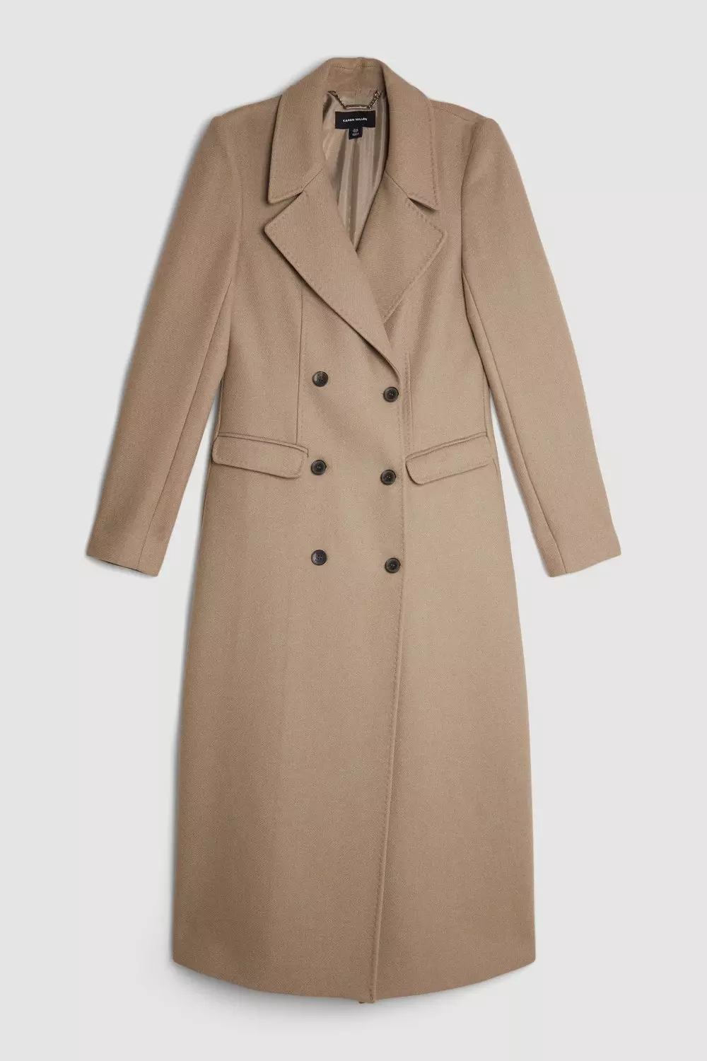 Italian Manteco Wool Double Breasted Longline Coat | Karen Millen