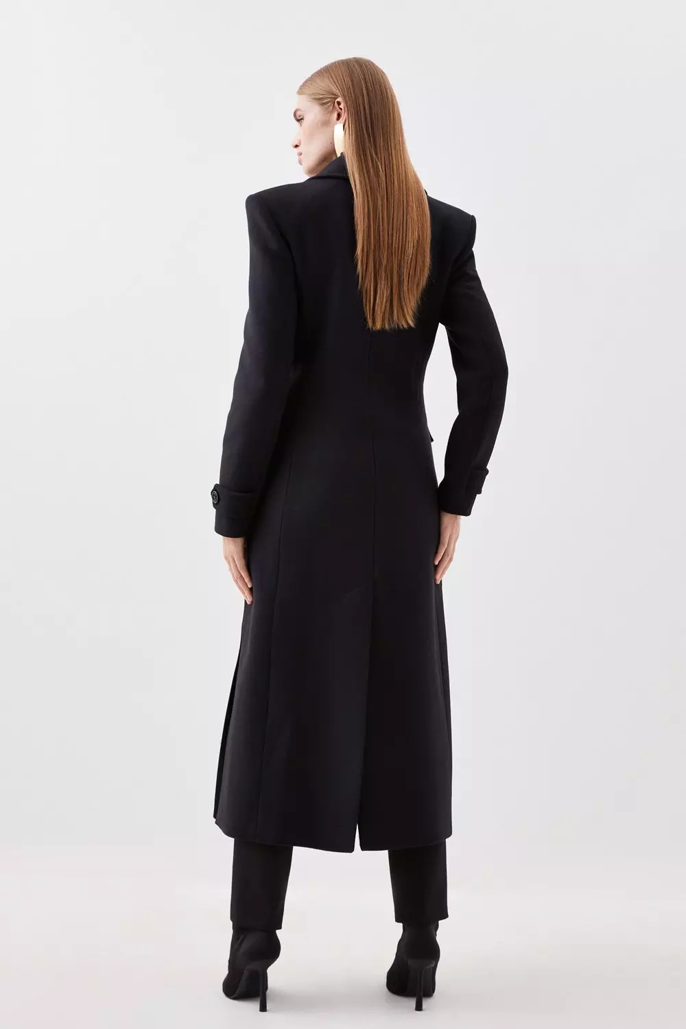 Italian Manteco Wool Double Breasted Tab Detail Belted