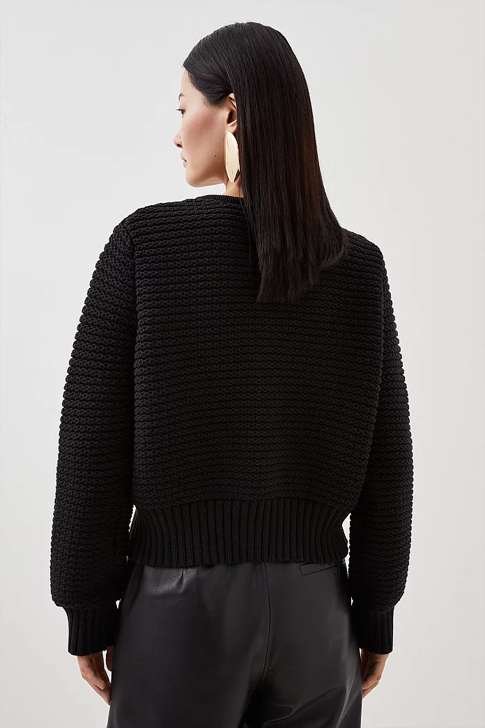 Tubular Cotton Chunky Knit Cardigan | Karen Millen Tubular Cotton Chunky Knit Cardigan | Karen Millen