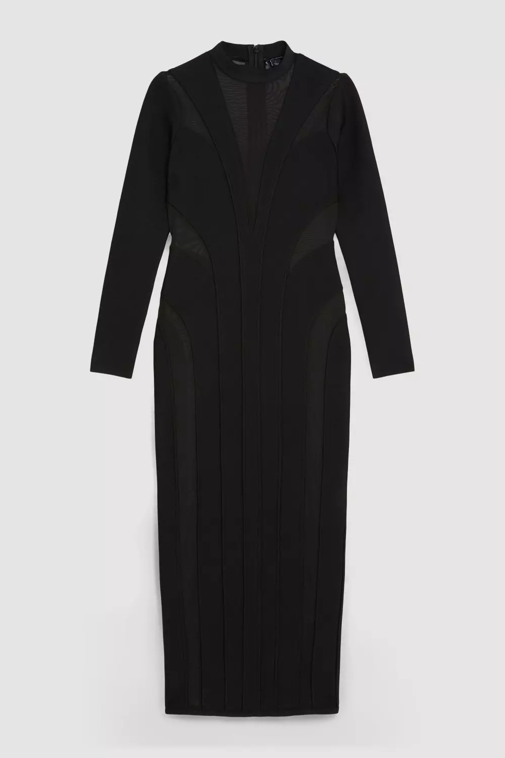 Figure Form Bandage Mesh Detail Knit Maxi Dress | Karen Millen