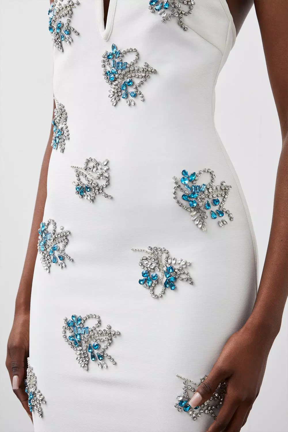 Figure Form Bandage Embellished Bandeau Knit Mini Dress | Karen Millen