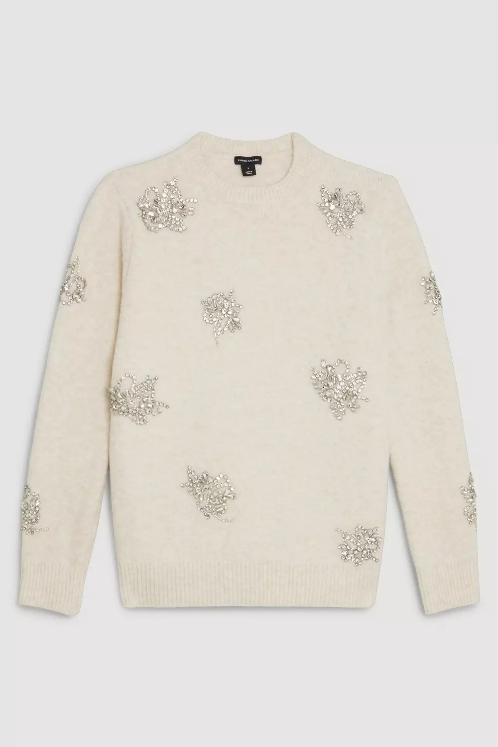 Ivory Wool Blend Embellished Cosy Knit Jumper alternative image