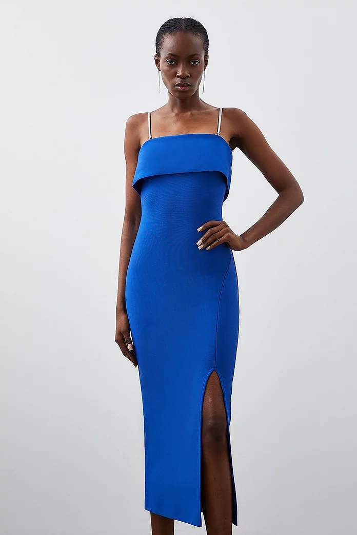 Figure Form Bandage Chain Strap Knit Midaxi Dress | Karen Millen Figure Form Bandage Chain Strap Knit Midaxi Dress | Karen Millen
