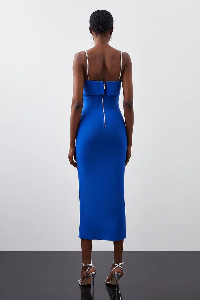 Figure Form Bandage Chain Strap Knit Midaxi Dress | Karen Millen Figure Form Bandage Chain Strap Knit Midaxi Dress | Karen Millen