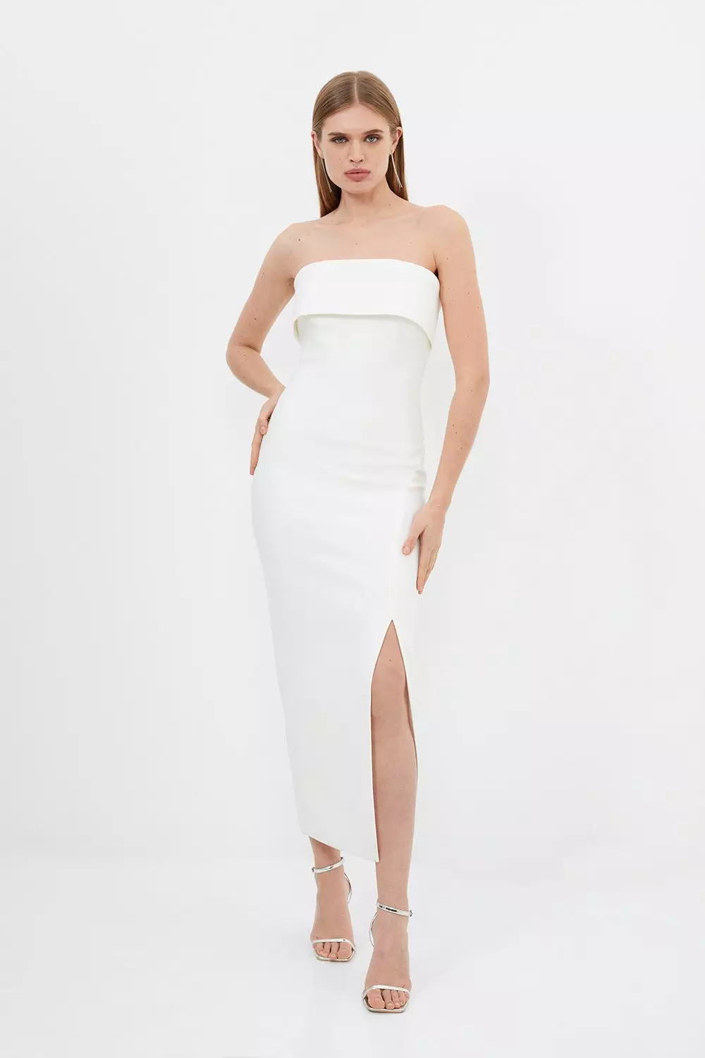 Figure Form Bandage Chain Strap Knit Midaxi Dress | Karen Millen