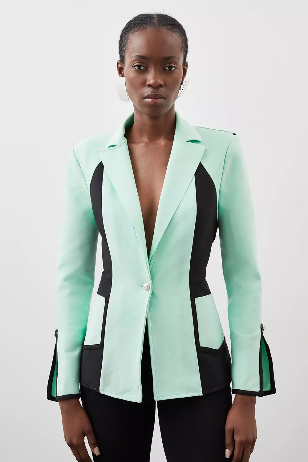 Multi Figure Form Bandage Colour Block Knit Jacket alternative image
