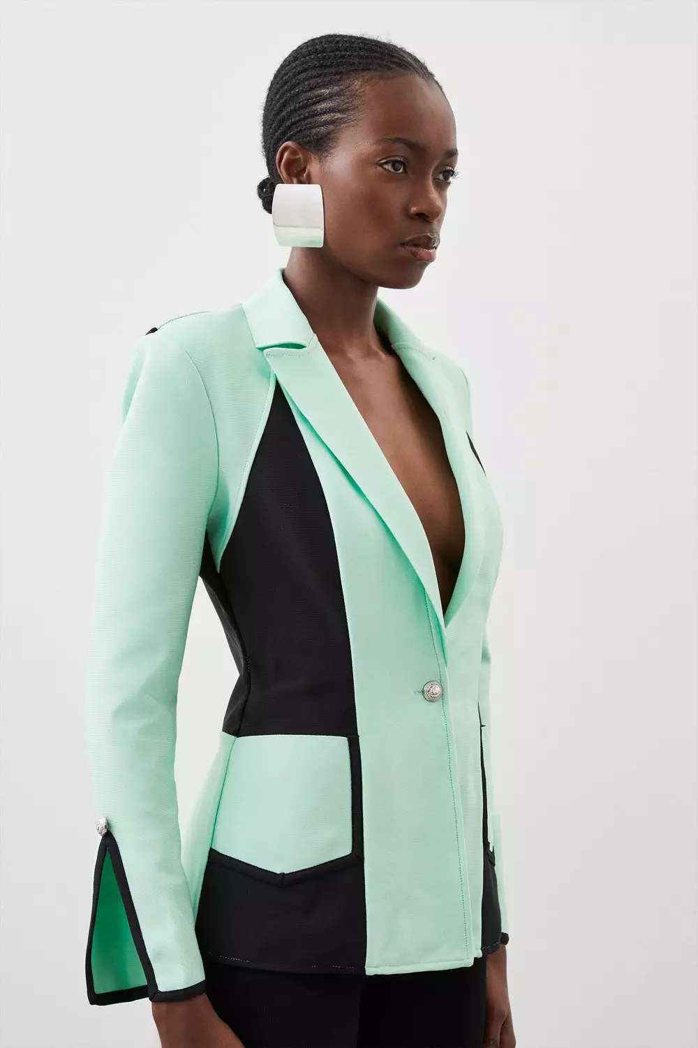 Multi Figure Form Bandage Colour Block Knit Jacket alternative image