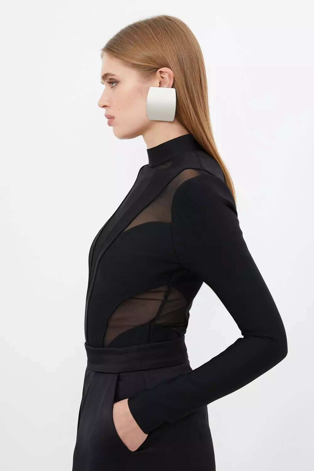 【KAREN MILLEN】スポット テーラード ペンシルドレス（送料込) Figure Form Bandage Embellished Bandeau Knit Midi Dress