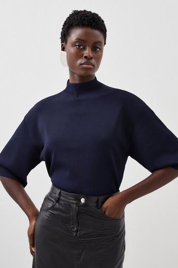 Premium Drape Knit Boxy Top navy