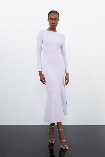 Premium Drape Knit Asymmetric Maxi Dress lilac