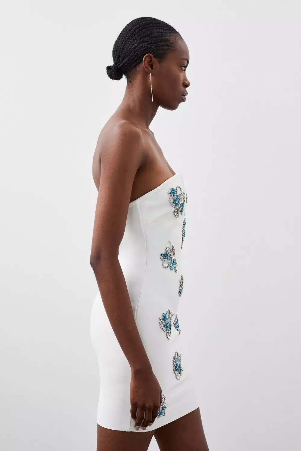 ☆Bandeau Wool-Blended Mini Dress /KIMHEKIM☆ Petite Figure Form Bandage Embellished Bandeau Knit Mini