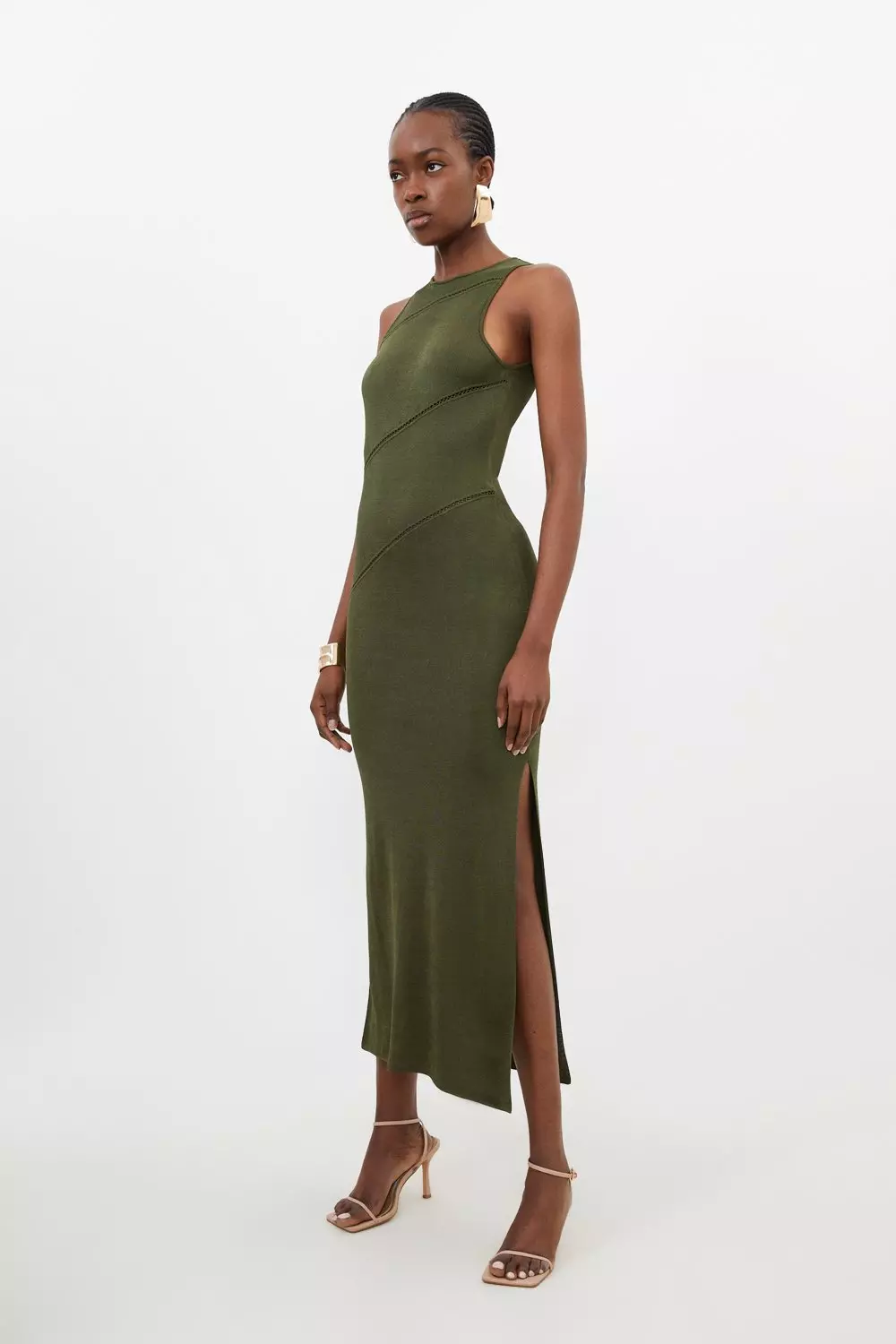 Slinky Viscose  Knit Seam Detail Maxi Dress alternative image