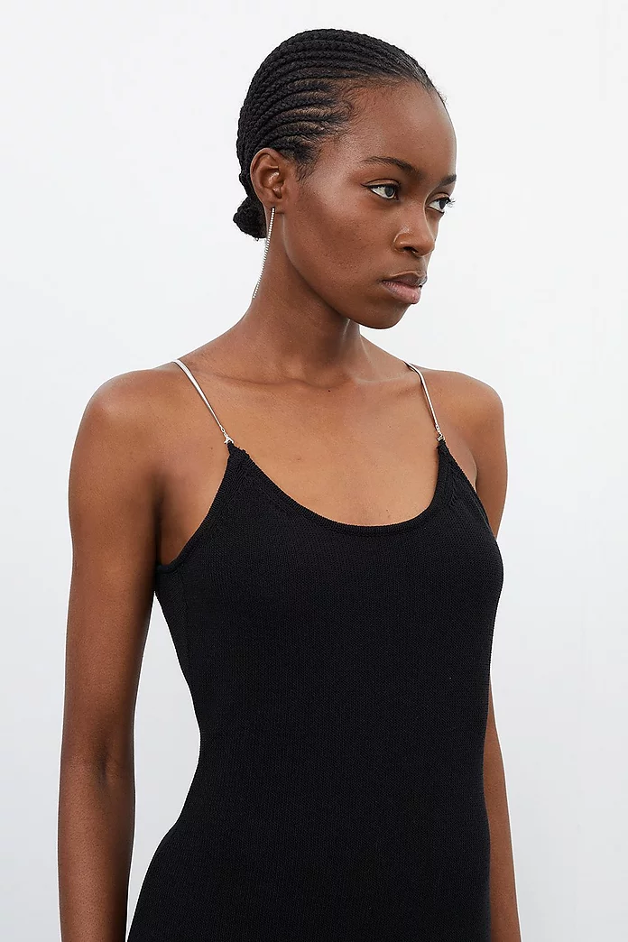 Corded Knit Chain Detail Knit Maxi Dress | Karen Millen Corded Knit Chain Detail Knit Maxi Dress | Karen Millen