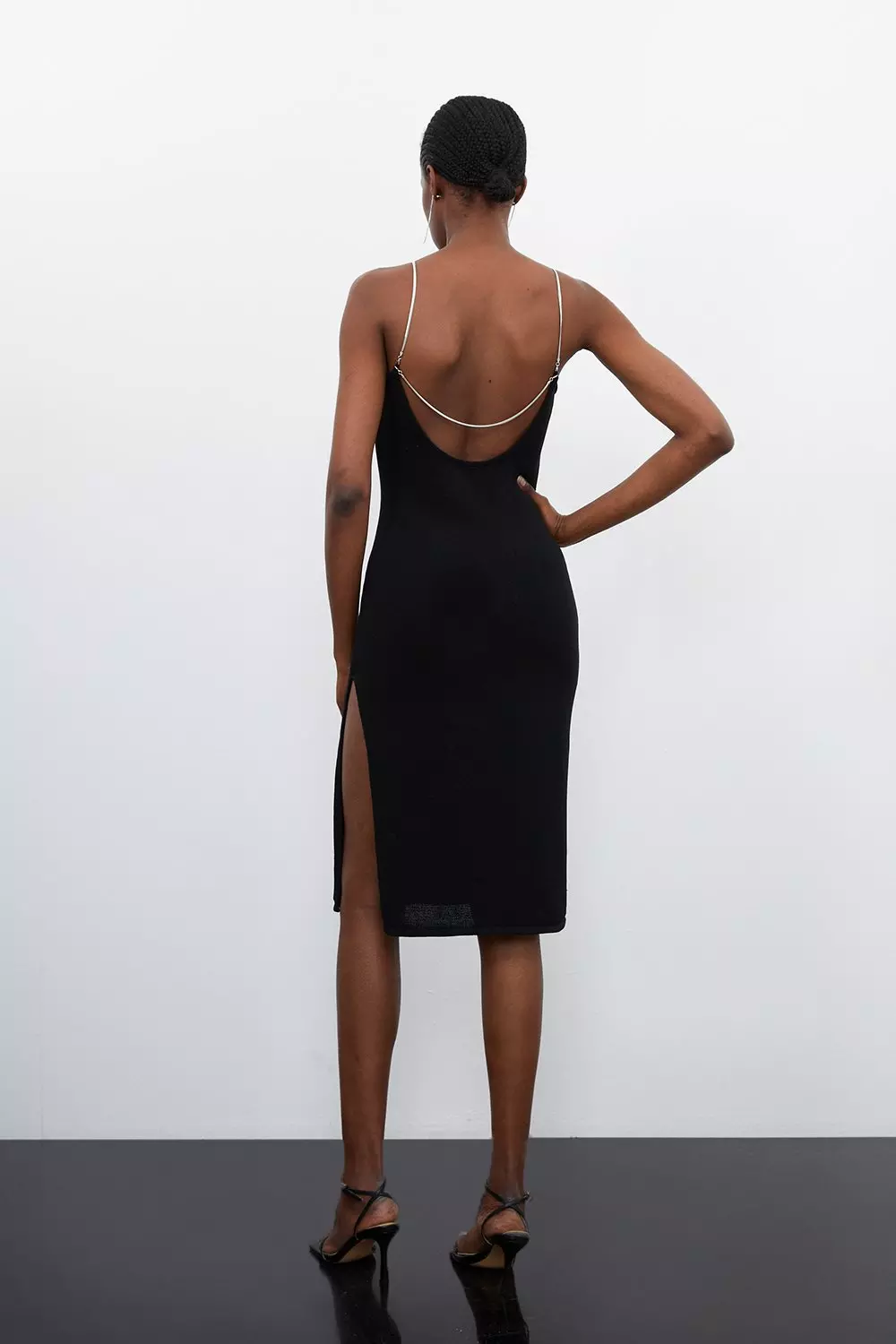 Corded Knit Chain Detail Knit Maxi Dress | Karen Millen