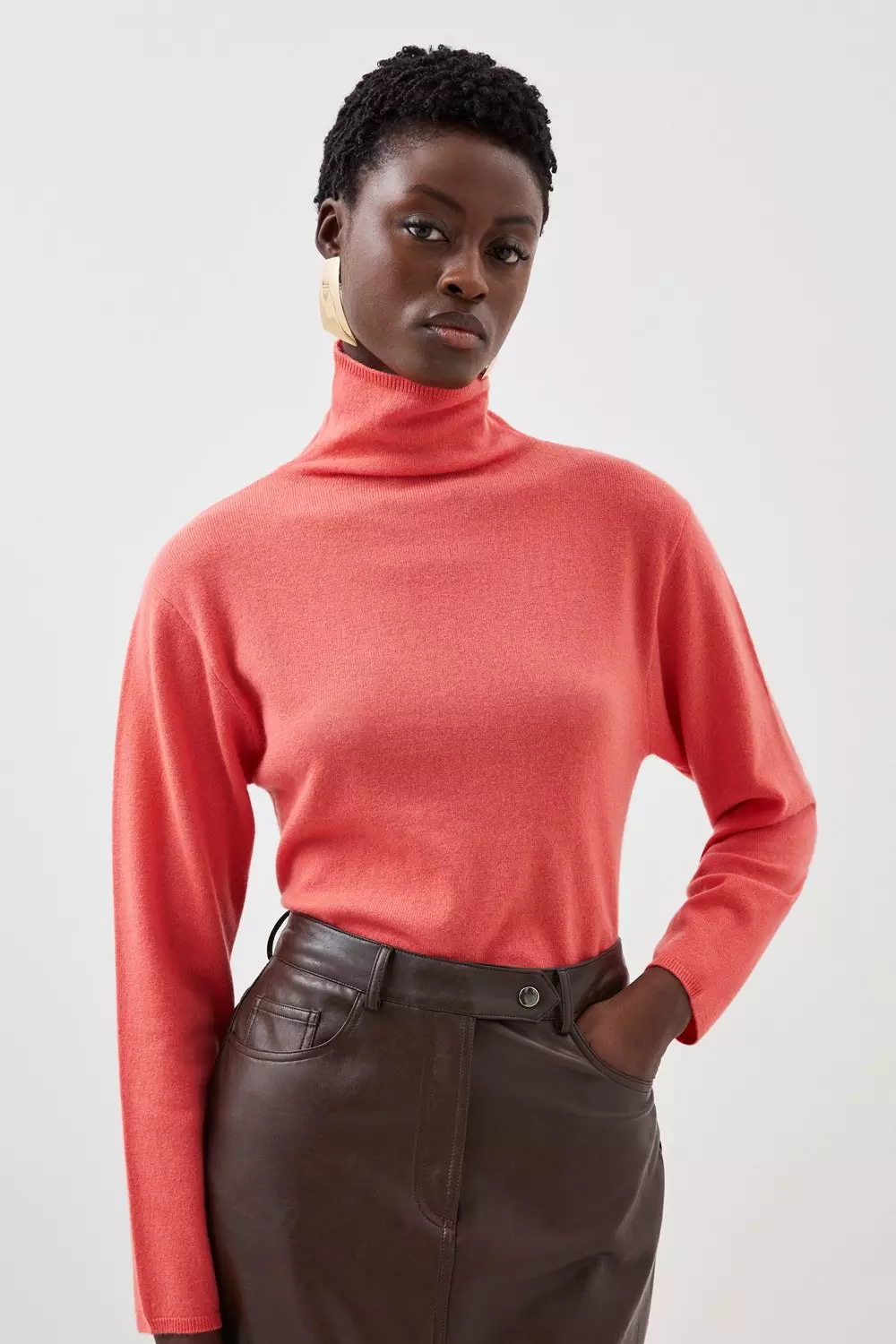 Cashmere Wool Funnel Neck Knit Sweater Karen Millen