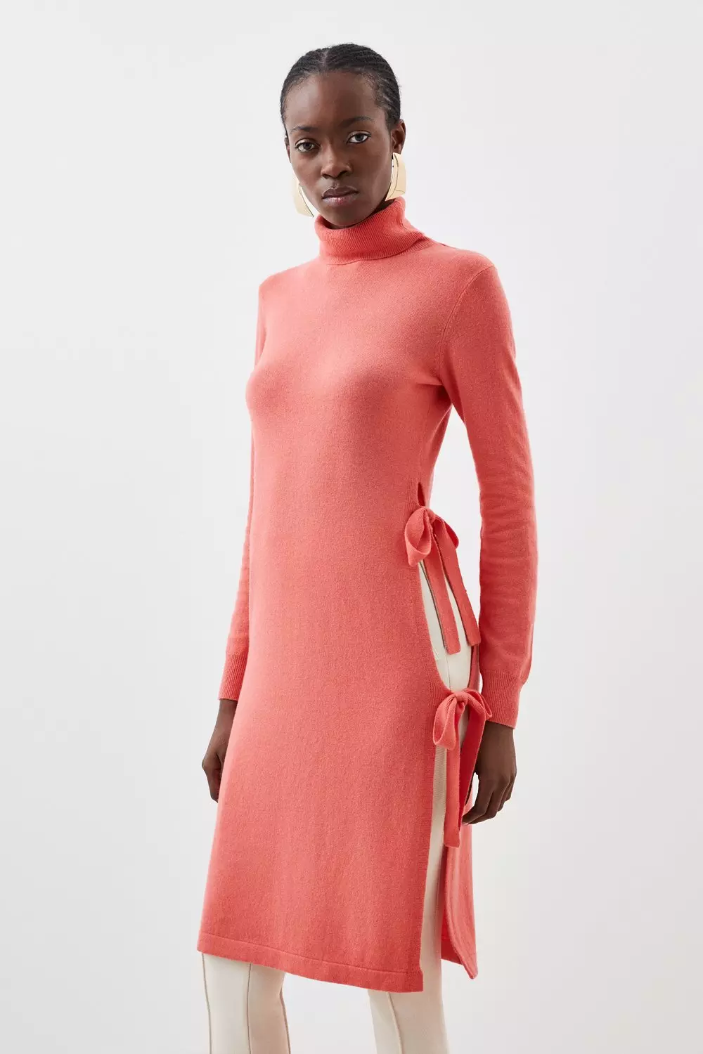 Karen millen coral bow dress sale