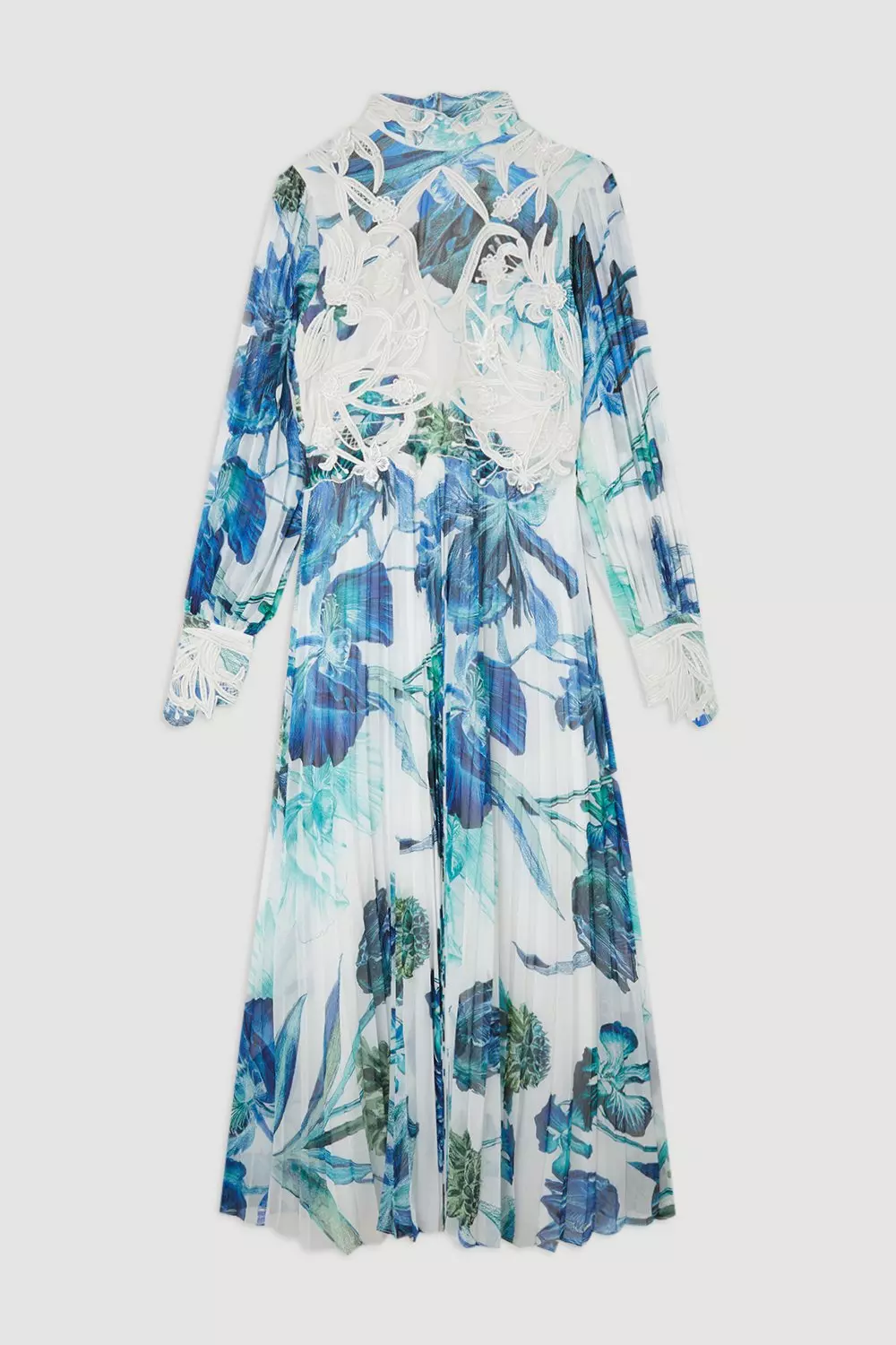 Floral Printed Lace Applique Woven Maxi Dress | Karen Millen