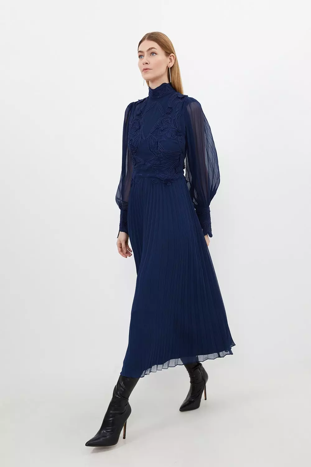 Petite Lace Applique Woven Maxi Dress Karen Millen