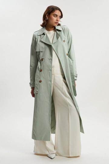 Tailored Classic Belted Trench Coat turquoise