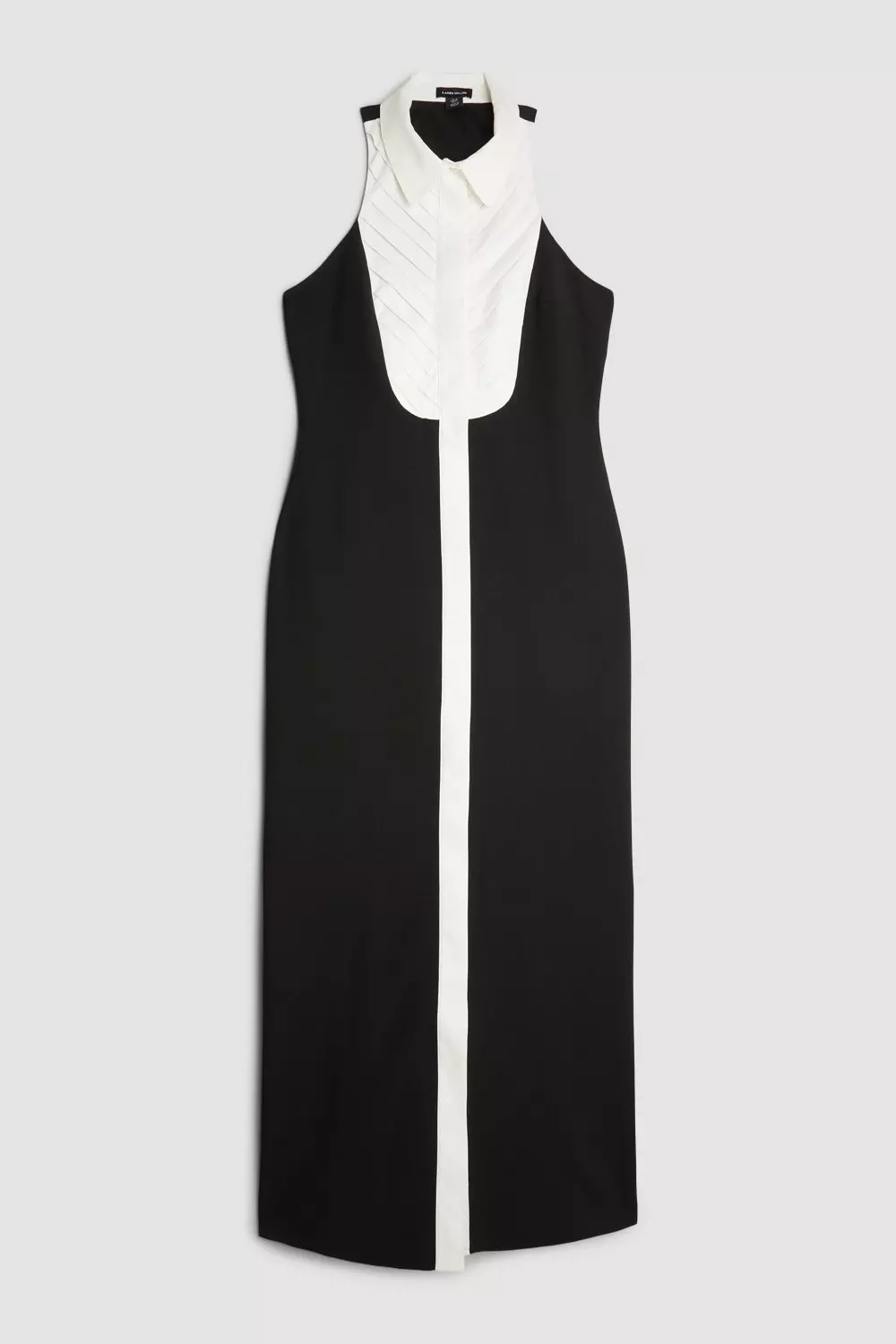 Tailored Compact Stretch Tuxedo Halter Neck Maxi Dress Karen Millen