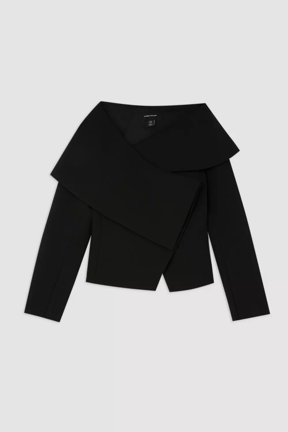 KAREN MILLEN アシンメトリー メタリック テーラード ブレザー Fluid Tailored Metallic Asymmetric Wrap Blazer | Karen Millen