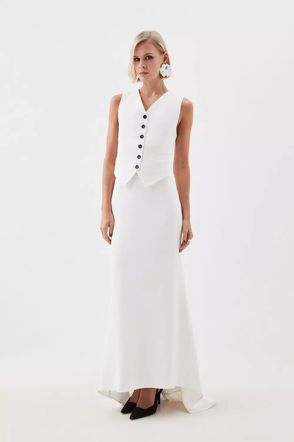 The Founder Tailored Compact Stretch Tie Detail Vest | Karen Millen