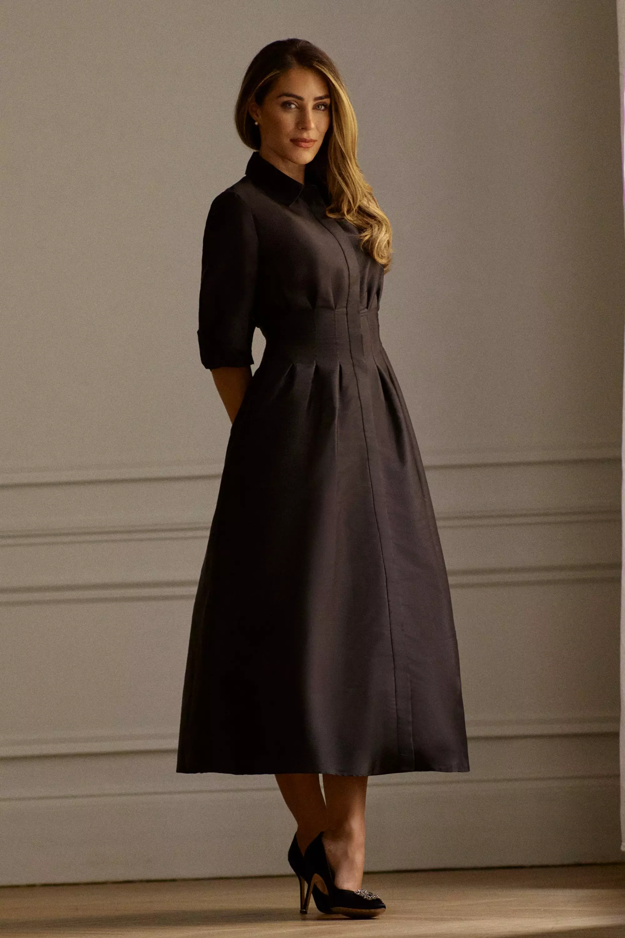 安心追跡【KAREN MILLEN】Lydia Millenダーツ入りウエストドレス bkk15686_black_xl?$