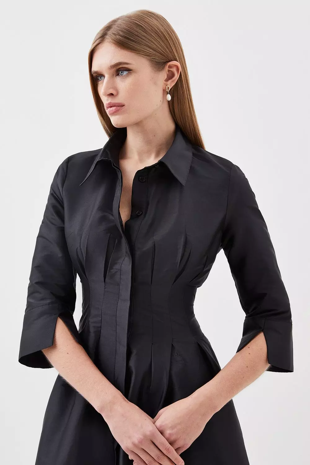 Lydia Millen Tailored Taffeta Darted Waist Midi Dress Karen Millen