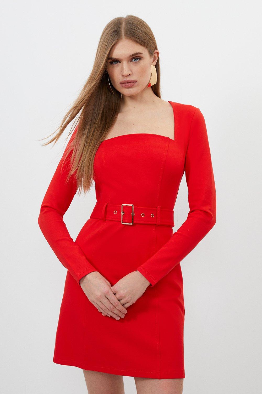 Jersey Ponte Belted Mini Dress