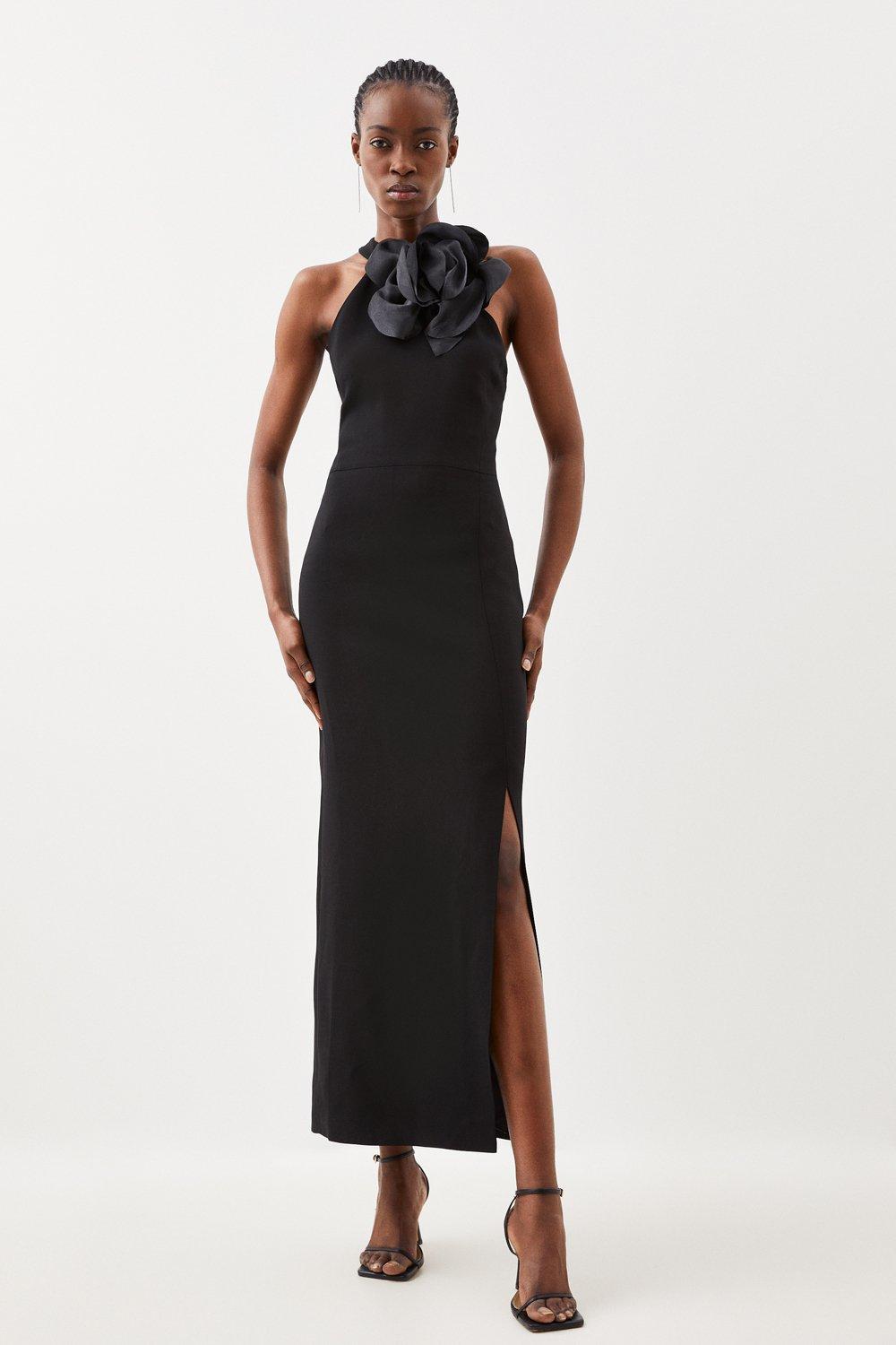 Black halter dress best sale