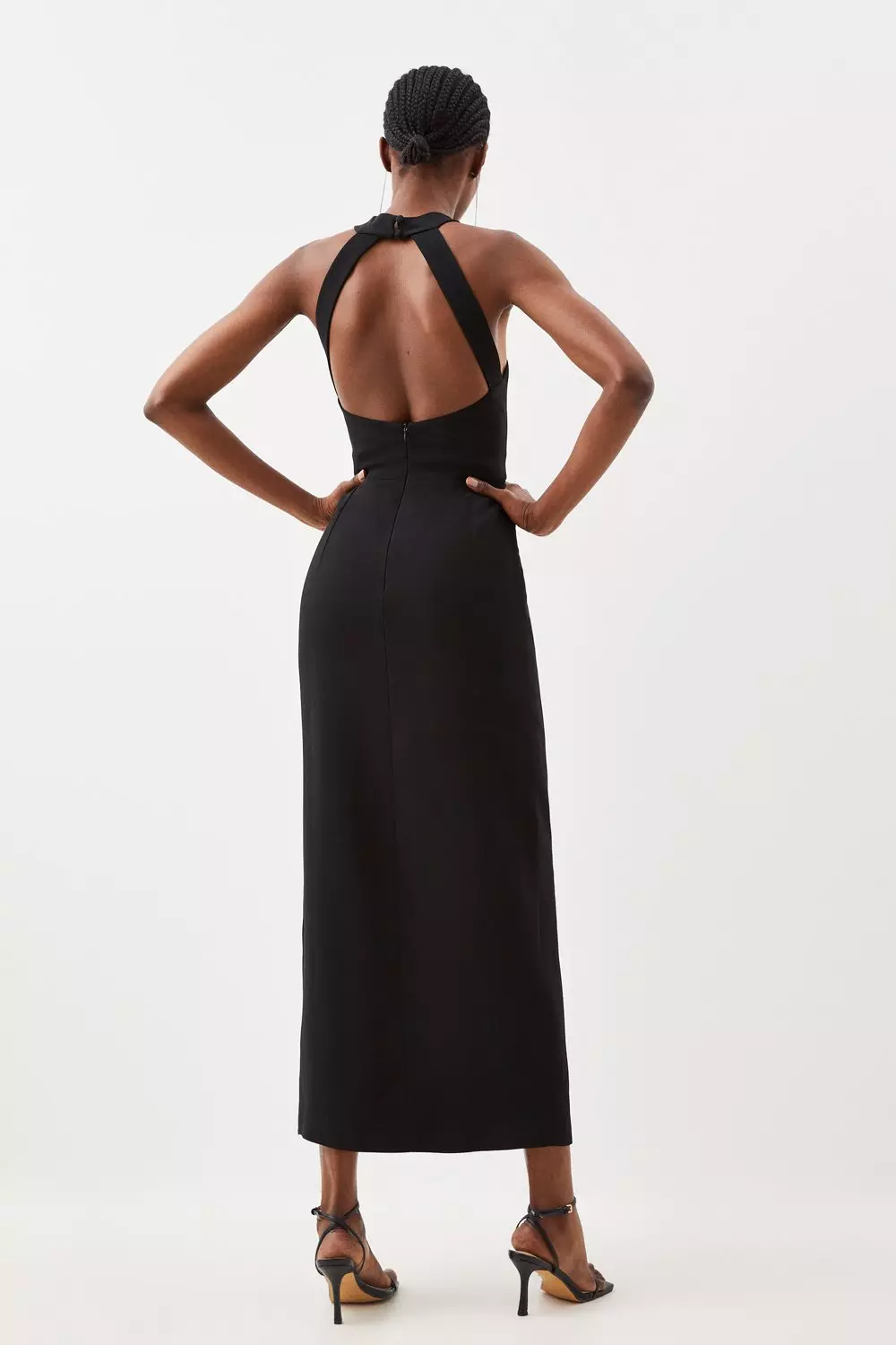 Black Petite Compact Viscose Corsage Halterneck Midaxi Dress alternative image