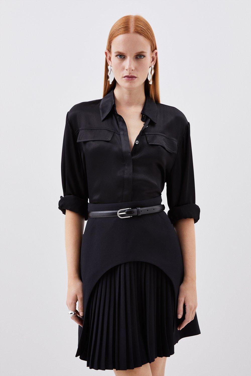 Tailored Military Pleat Mini Skirt Karen Millen