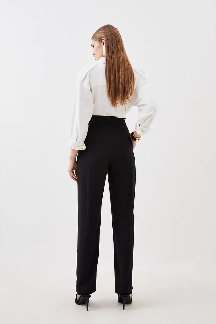 Tailored Crepe Detachable Layered Skirt Detail Pants | Karen Tailored Crepe Detachable Layered Skirt Detail Pants | Karen