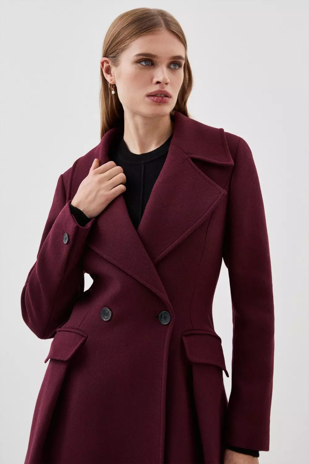 Karen millen burgundy coat hotsell