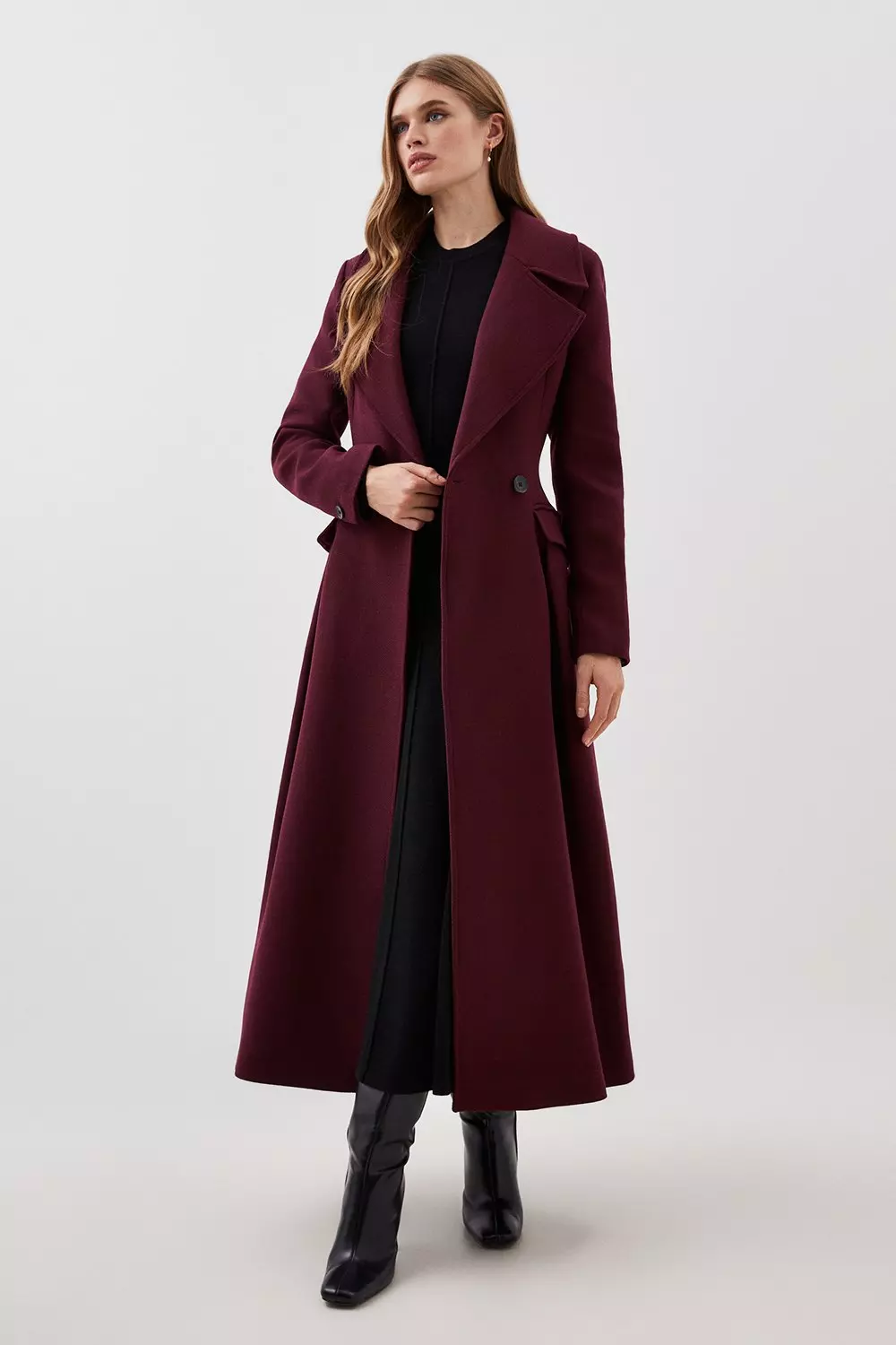 Karen millen burgundy coat hotsell