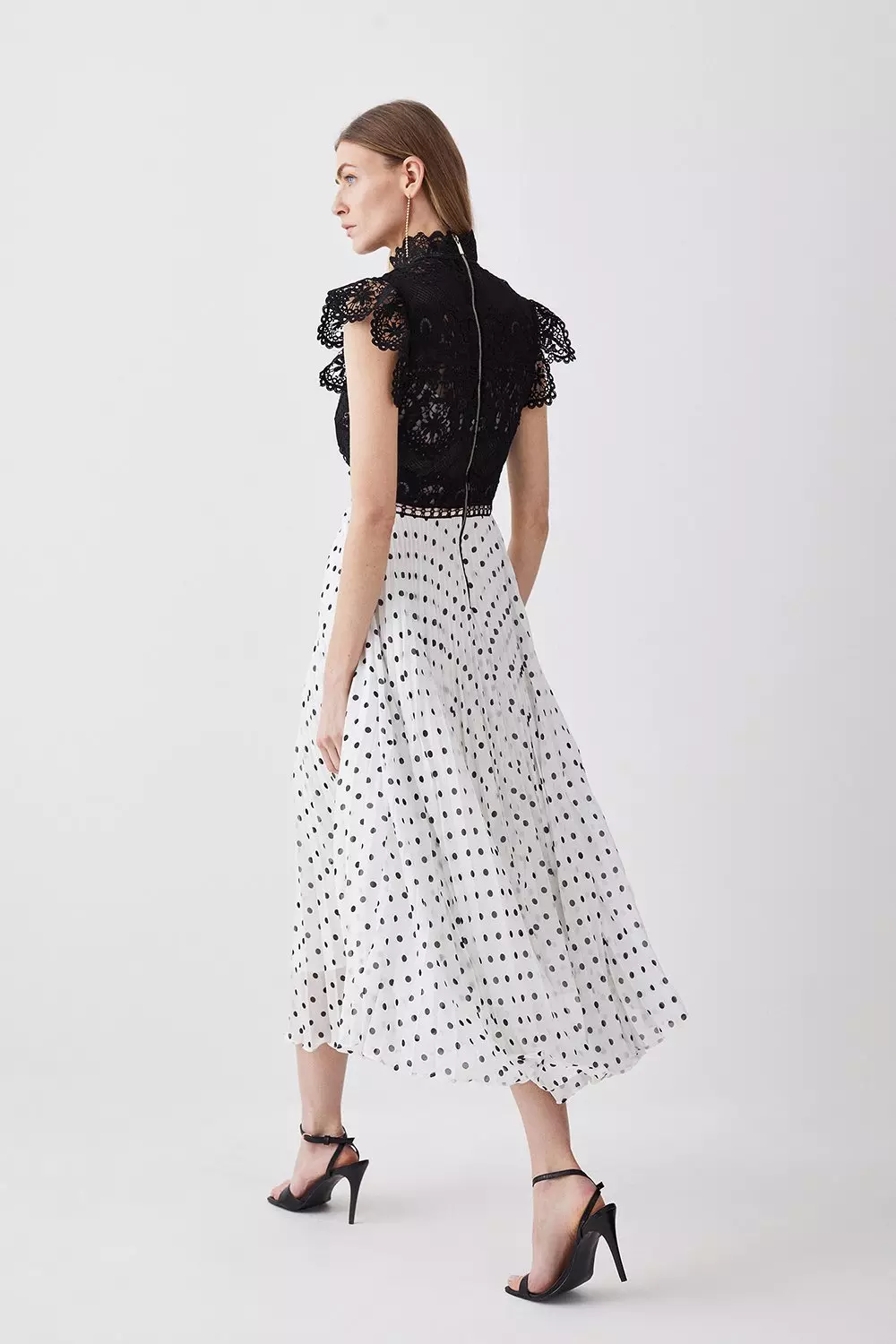 Polka dot pleated skirt dress deals
