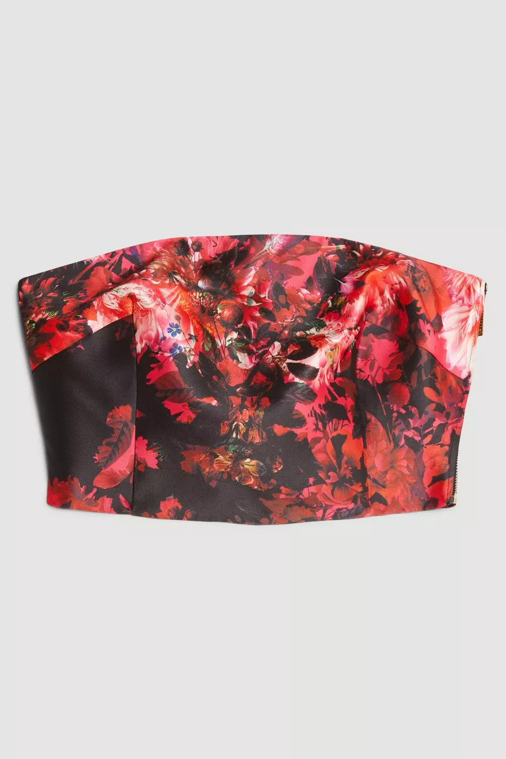 Floral Print Satin Twill Woven Tube Top | Karen Millen