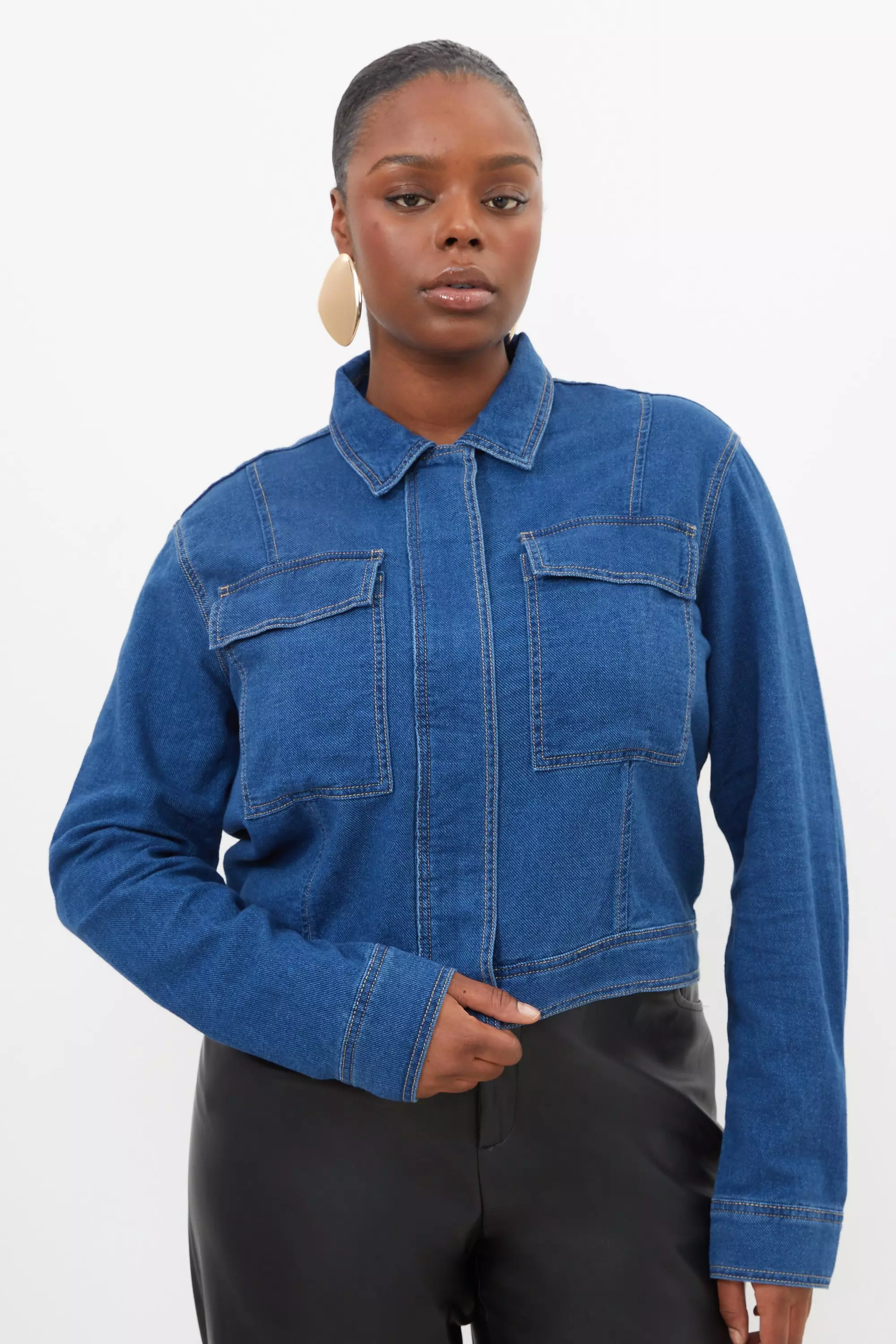 Plus Size Denim Woven Boxy Jacket Karen Millen