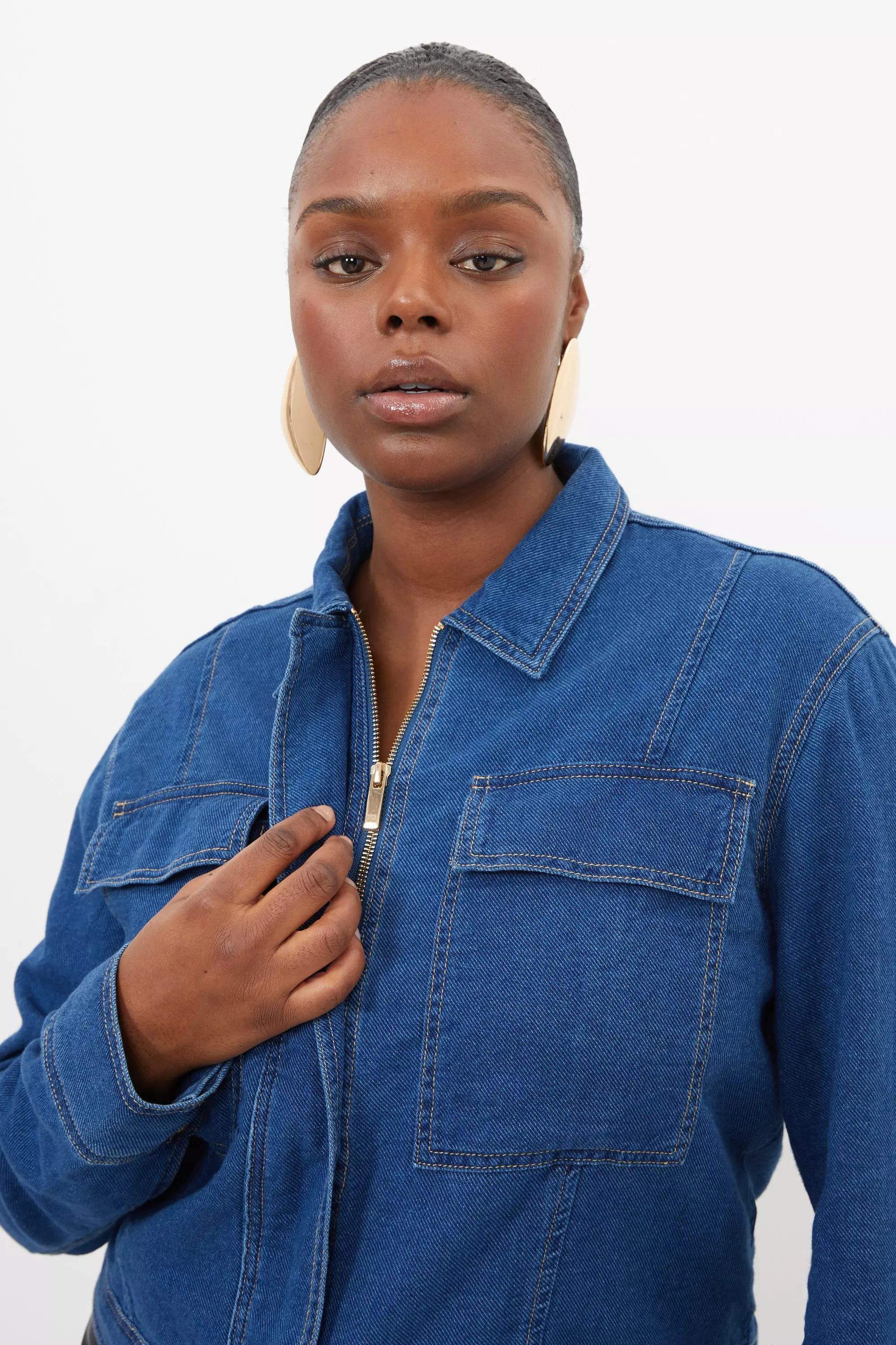 Plus size blue denim jacket hotsell