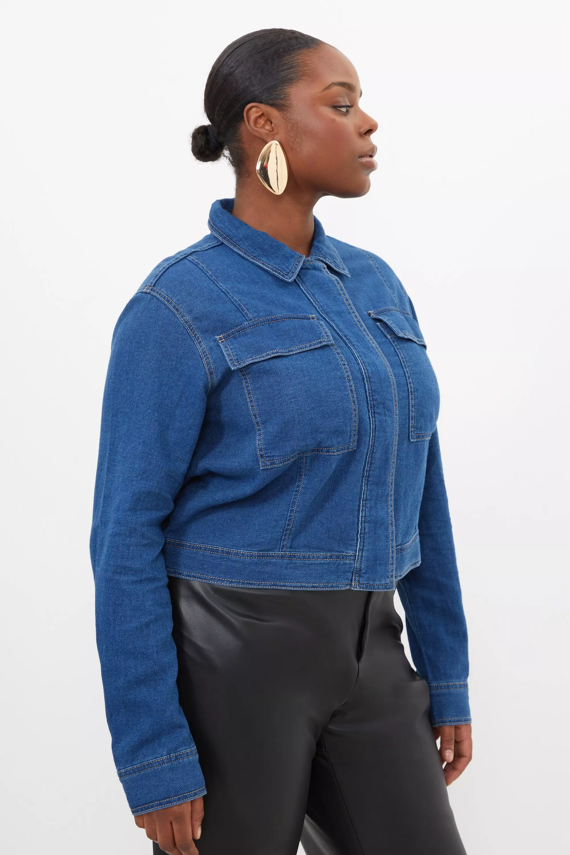 Plus Size Denim Woven Boxy Jacket Karen Millen