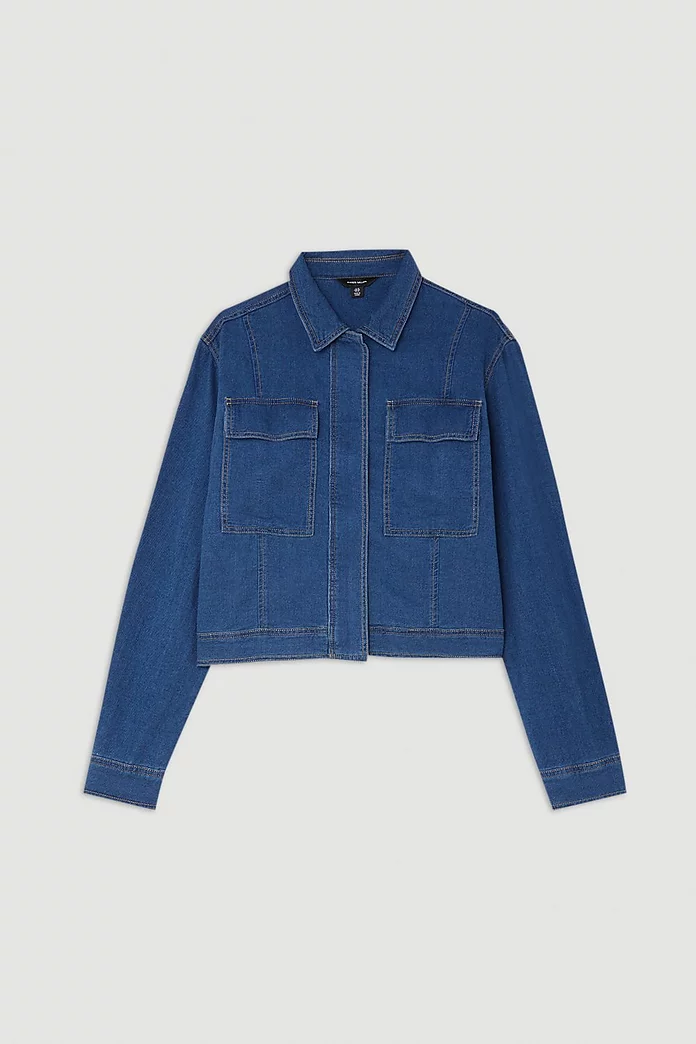 Plus Size Denim Woven Boxy Jacket | Karen Millen Plus Size Denim Woven Boxy Jacket | Karen Millen