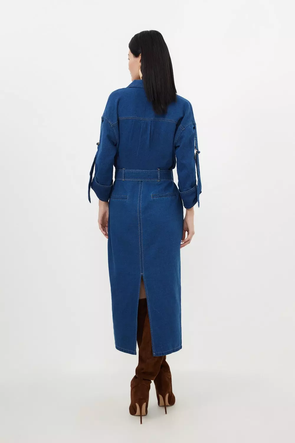 Tall Denim Woven Maxi Shirt Dress | Karen Millen