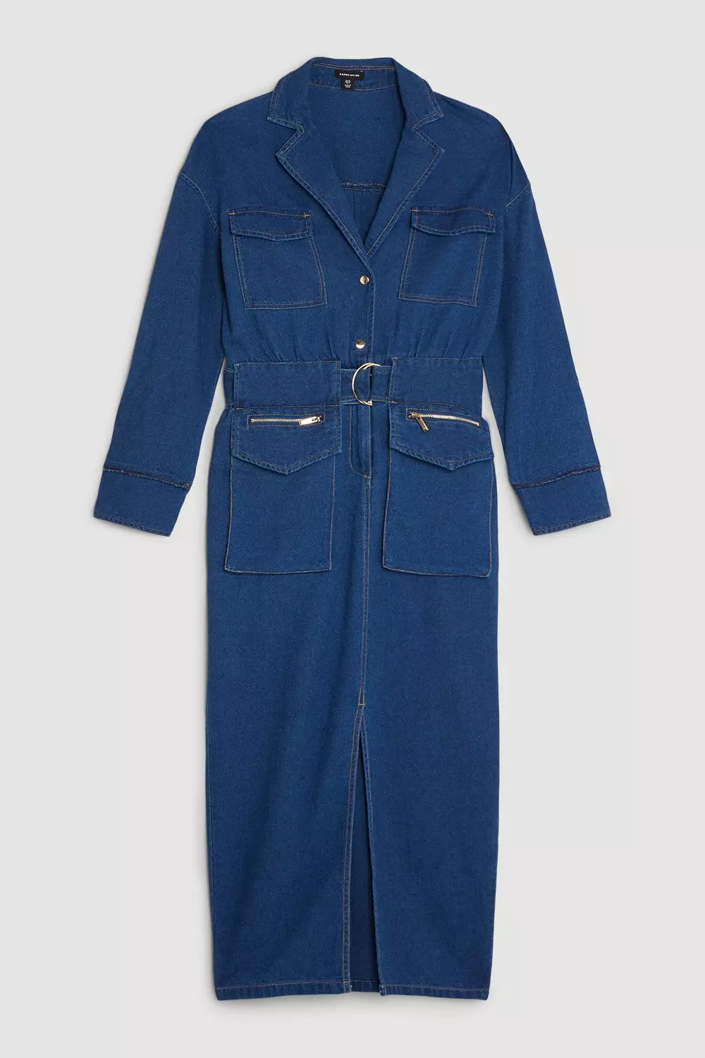 Denim Woven Maxi Shirt Dress | Karen Millen