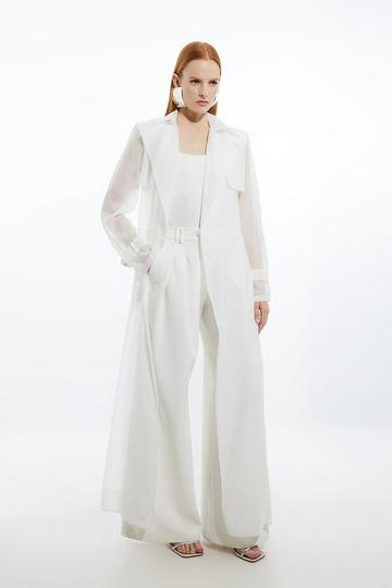 Woven Organdie Trench Coat ivory