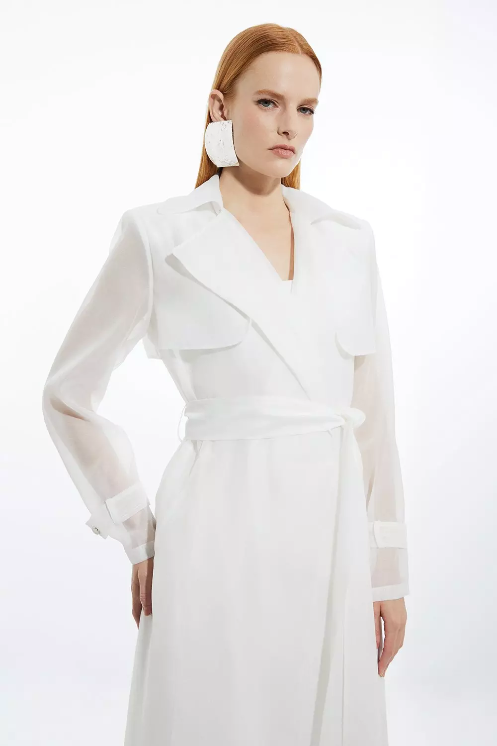 Woven Organdie Trench Coat Karen Millen