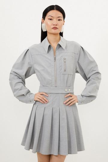 Tall Grey Marl Wool Mix Shirt Mini Dress grey marl
