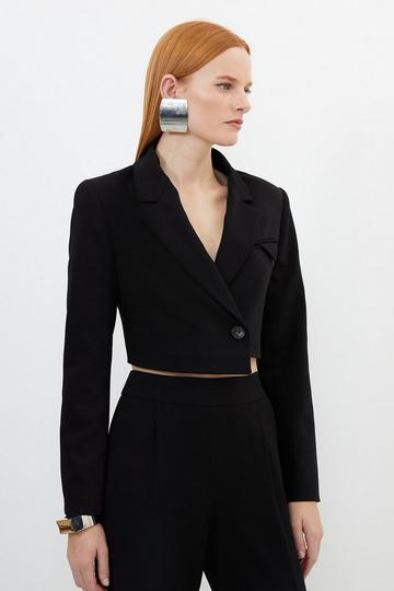 Tailored Cropped Single Breasted Blazer black