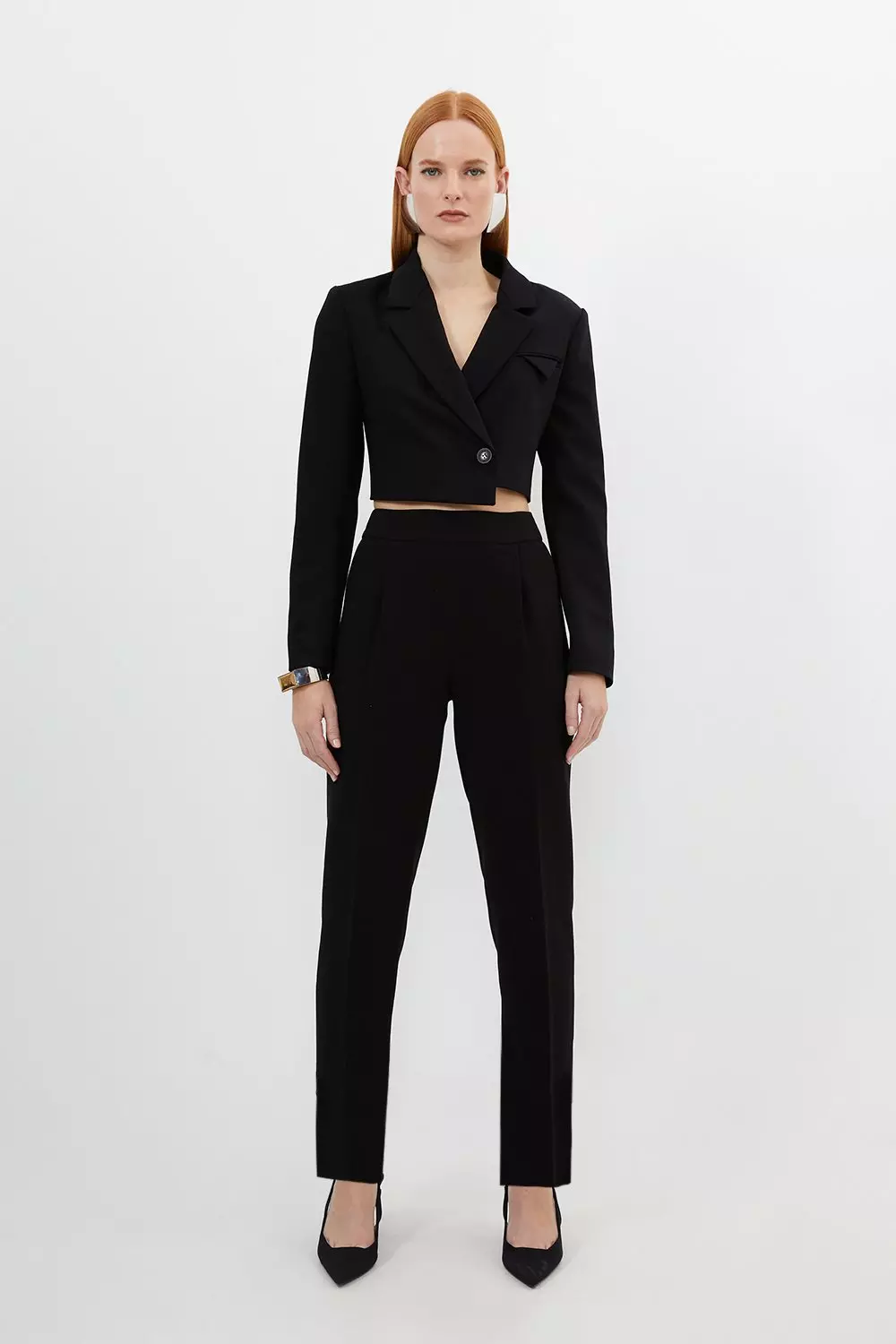 Karen millen blazer schwarz gr good 42 crop